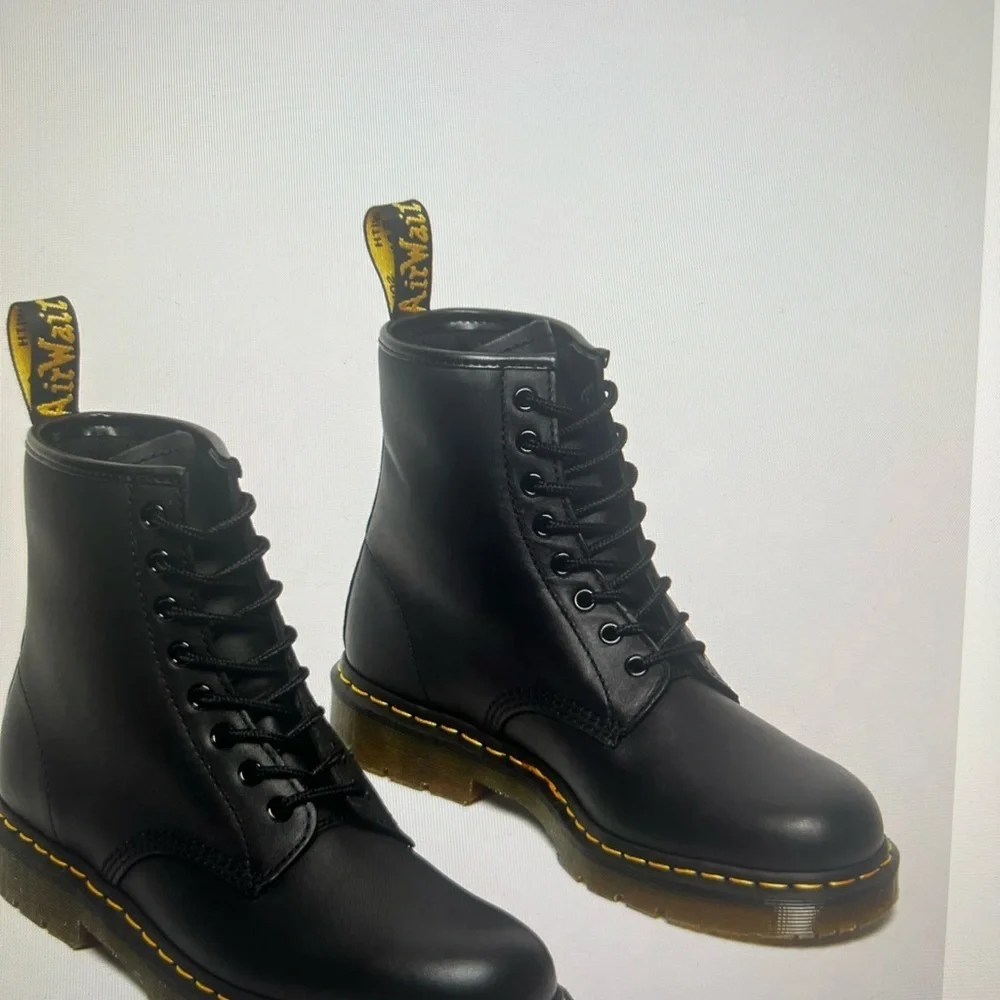Dr. Martens Black Combat Boots with Yellow Stitching 2976 Yellow Stitch Smooth Leather Chelsea Boots in Black  main image 4